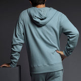 Dual Layer Zip Hoodie Dusty Blue