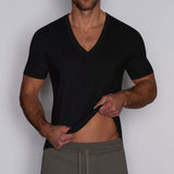 Layers Slim Deep V-Neck T-Shirt Black