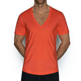 Perfect Pima Relaxed Deep V-Neck T-Shirt Rylee Red