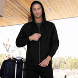 Dual Layer Zip Hoodie Black