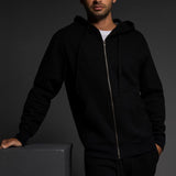 Dual Layer Zip Hoodie Black