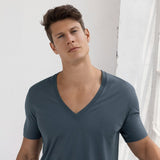 Perfect Pima Relaxed Deep V-Neck T-Shirt Niles Navy