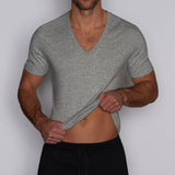 Layers Slim Deep V-Neck T-Shirt Grey Heather