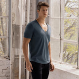 Perfect Pima Relaxed Deep V-Neck T-Shirt Niles Navy