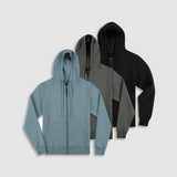 Dual Layer Zip Hoodie Dusty Blue