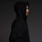 Dual Layer Zip Hoodie Black