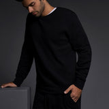 Dual Layer Crew Neck Sweatshirt Black