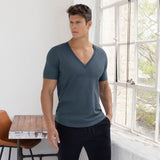 Perfect Pima Relaxed Deep V-Neck T-Shirt Niles Navy