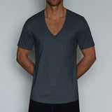 Perfect Pima Relaxed Deep V-Neck T-Shirt Niles Navy