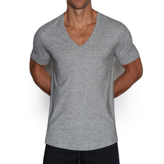 Perfect Pima Relaxed Deep V-Neck T-Shirt Grey Heather – C-IN2 New York
